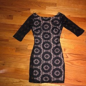 Mini Bodycon Dress Nude and Black